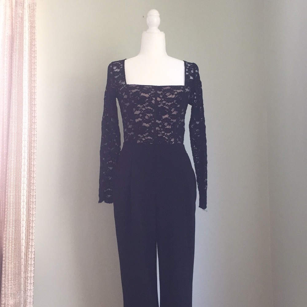 Express Lace Long Sleeve Dressy Jumpsuit
